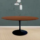 Eero Saarinen Tulip Table H 73 Round i mørk valnøddebejdset eg fremstillet i Italien - Scarlet Viadurini