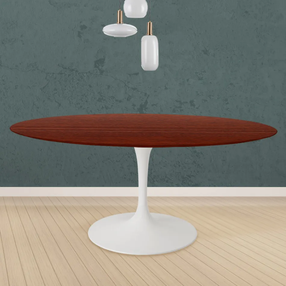 Eero Saarinen Tulip Table H 73 Round i palisanderbejdset eg fremstillet i Italien - Scarlet Viadurini