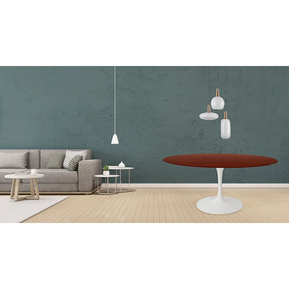Eero Saarinen Tulip Table H 73 Round i palisanderbejdset eg fremstillet i Italien - Scarlet Viadurini