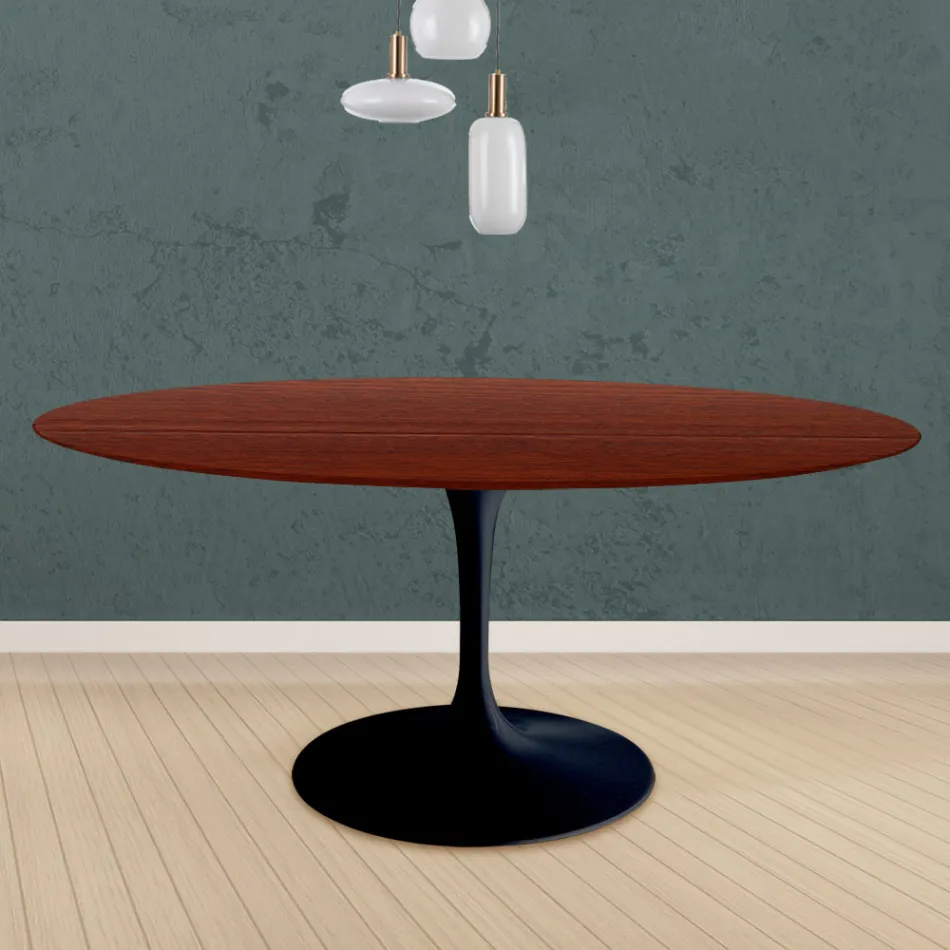 Eero Saarinen Tulip Table H 73 Round i palisanderbejdset eg fremstillet i Italien - Scarlet Viadurini