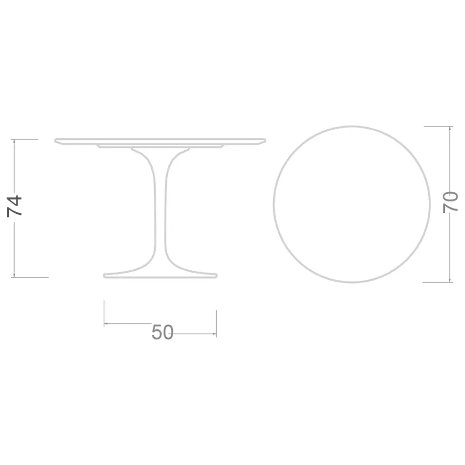 Eero Saarinen Tulip Table H 74 med hvid flydende laminatplade fremstillet i Italien - Scarlet Viadurini