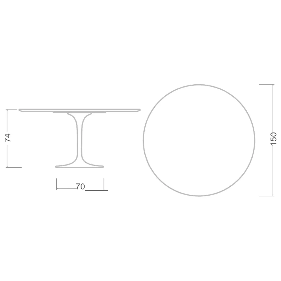 Eero Saarinen Tulip Table H 74 med sort flydende laminat MDF-plade - Scarlet Viadurini