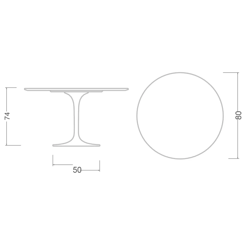 Eero Saarinen Tulipbord H 74 i poleret keramik fremstillet i Italien - Skarlagenrød Viadurini