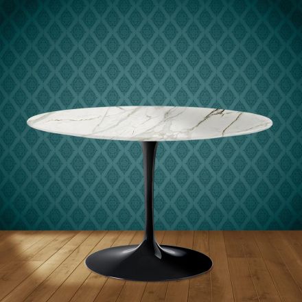 Eero Saarinen Tulipbord H 74 i poleret keramik fremstillet i Italien - Skarlagenrød Viadurini