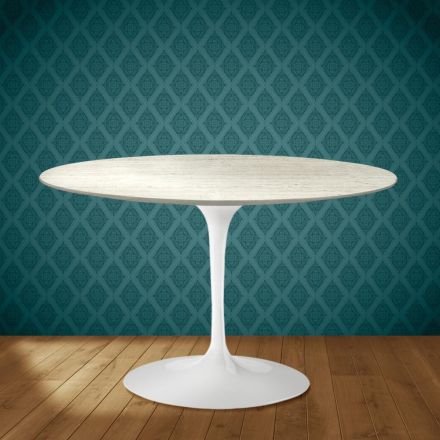 Eero Saarinen Tulipbord H 74 i Marmorio Keramik Lavet i Italien - Skarlagenrød Viadurini