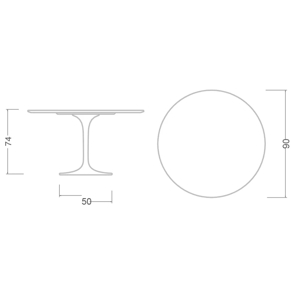 Eero Saarinen Tulip-bord H 74 i Moonè-keramik, fremstillet i Italien - Skarlagenrød Viadurini