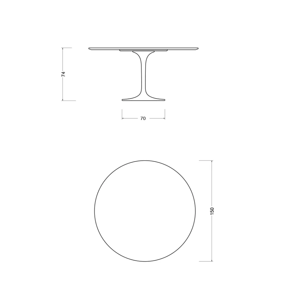 Tulipbord Eero Saarinen H 74 i keramik Morpheus fremstillet i Italien - Skarlagenrød Viadurini