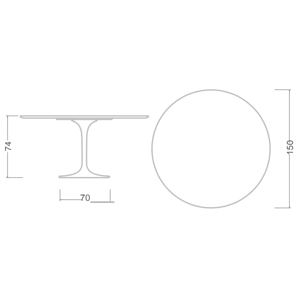 Eero Saarinen Tulip Table H 74 i mørk Emperador-marmor fremstillet i Italien - Scarlet Viadurini