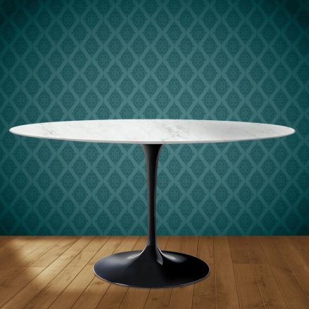 Eero Saarinen Tulipbord H 74 Ovalt i Salina Keramik Fremstillet i Italien - Skarlagenrød Viadurini