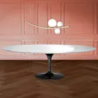 Eero Saarinen Tulip-bord H 74 ovalt i flydende laminat, fremstillet i Italien - skarlagenrød Viadurini
