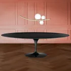 Eero Saarinen Tulip-bord H 74 ovalt i flydende laminat, fremstillet i Italien - skarlagenrød Viadurini