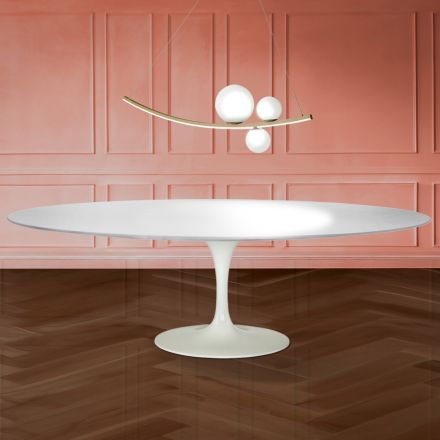 Eero Saarinen Tulip-bord H 74 ovalt i flydende laminat, fremstillet i Italien - skarlagenrød Viadurini