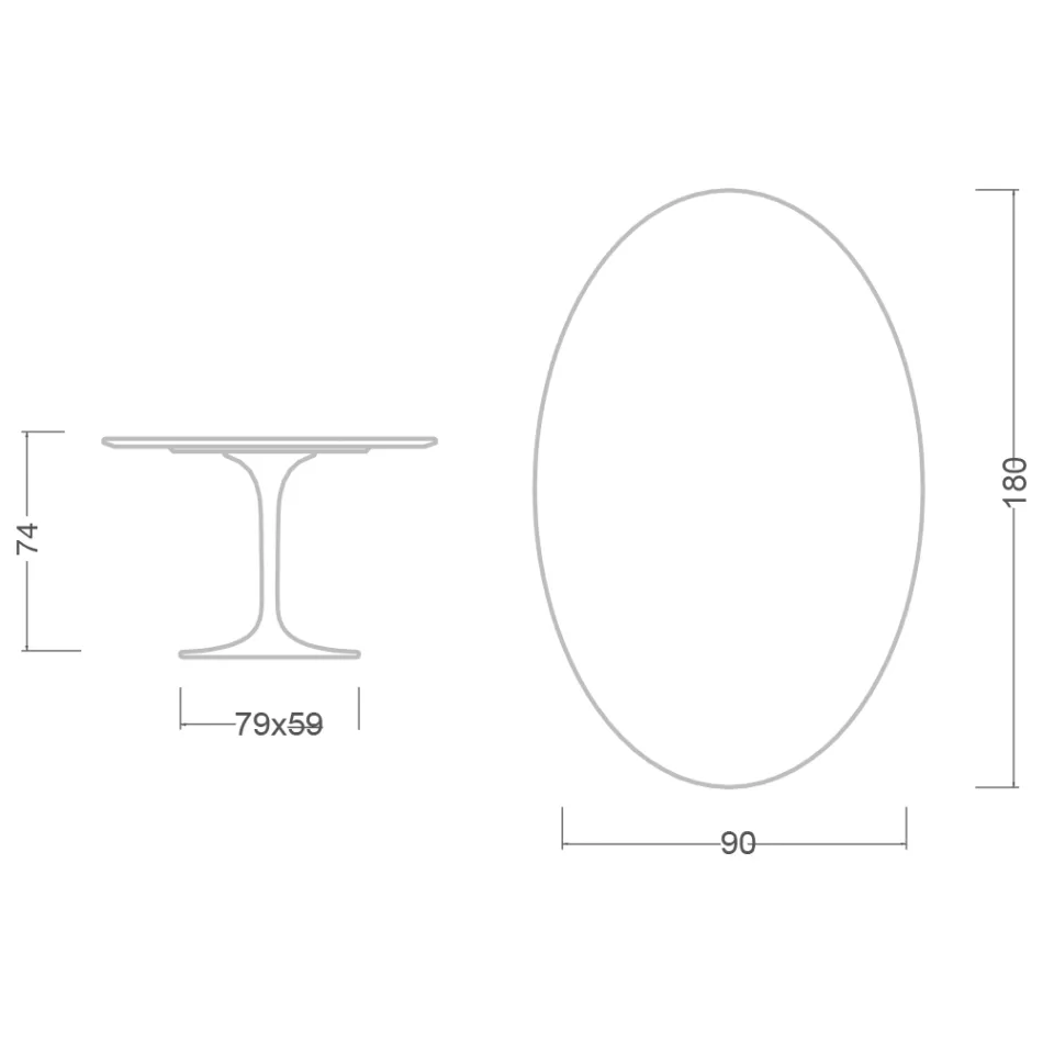 Tulip Table Eero Saarinen H 74 Oval i sort flydende laminat fremstillet i Italien - Scarlet Viadurini