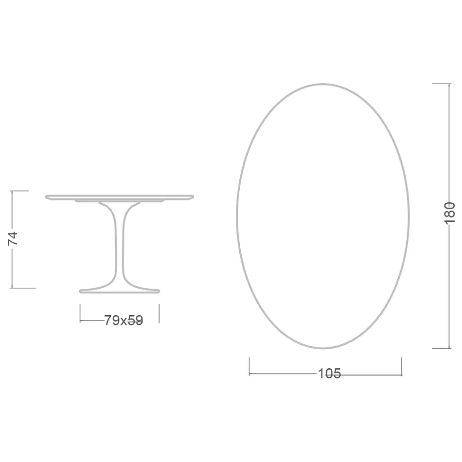 Tulip Table Eero Saarinen H 74 Oval i sort flydende laminat fremstillet i Italien - Scarlet Viadurini