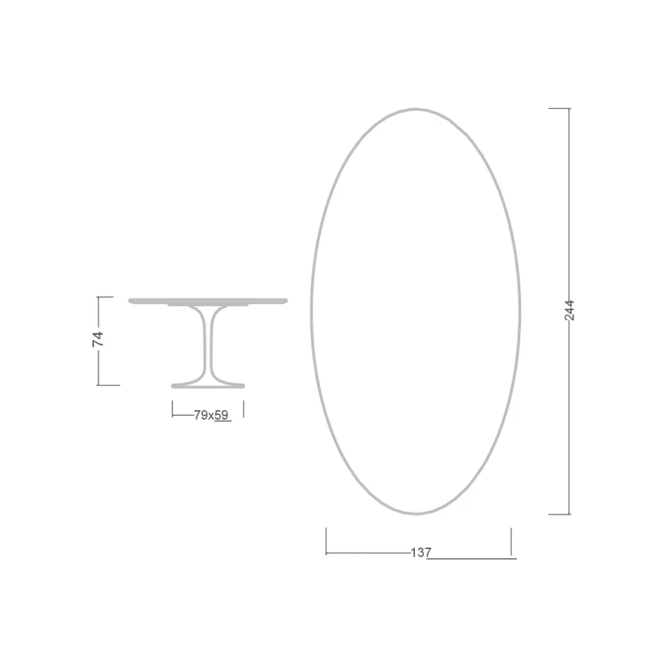Tulip Table Eero Saarinen H 74 Oval i sort flydende laminat fremstillet i Italien - Scarlet Viadurini