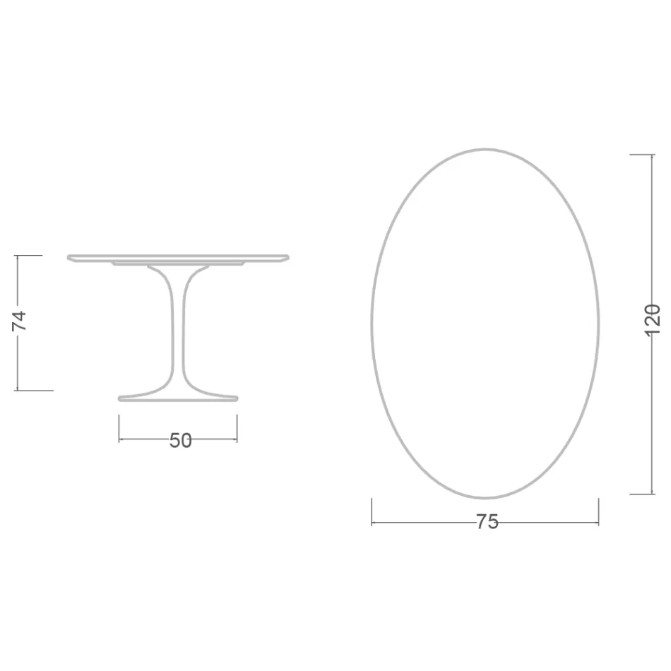 Tulip Table Eero Saarinen H 74 Oval i sort flydende laminat fremstillet i Italien - Scarlet Viadurini