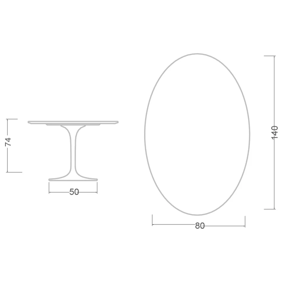 Tulip Table Eero Saarinen H 74 Oval i sort flydende laminat fremstillet i Italien - Scarlet Viadurini