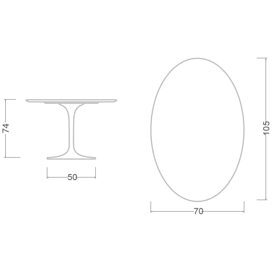 Eero Saarinen Tulip Table H 74 Oval i mørk Emperador-marmor fremstillet i Italien - Scarlet Viadurini