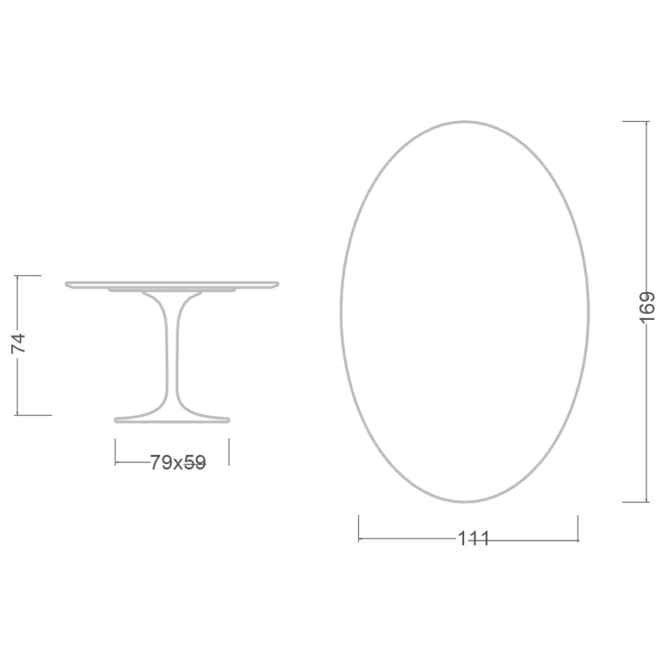 Eero Saarinen Tulip Table H 74 Oval i mørk Emperador-marmor fremstillet i Italien - Scarlet Viadurini