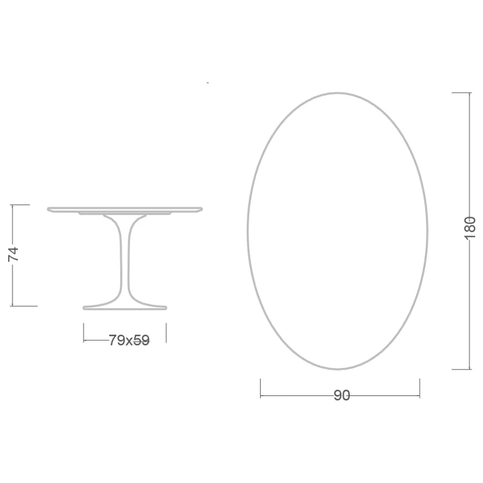 Eero Saarinen Tulip Table H 74 Oval i sort Marquinia-marmor fremstillet i Italien - Scarlet Viadurini
