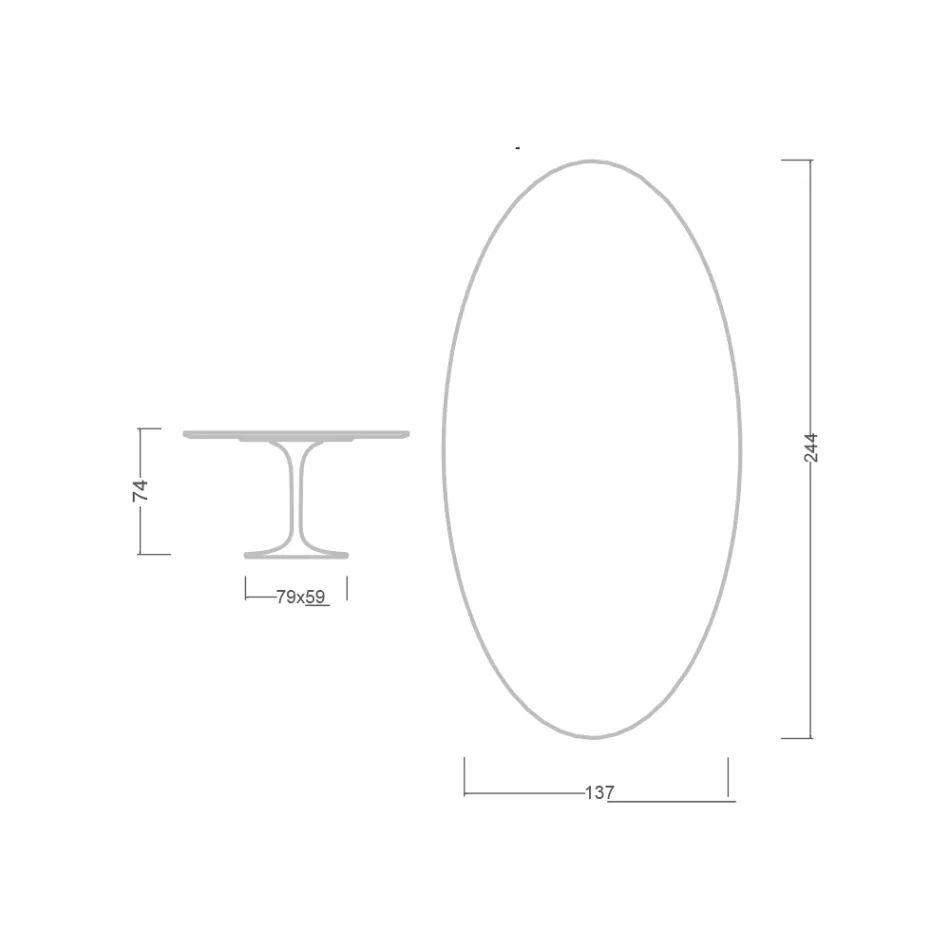 Eero Saarinen Tulip Table H 74 Oval i sort Marquinia-marmor fremstillet i Italien - Scarlet Viadurini