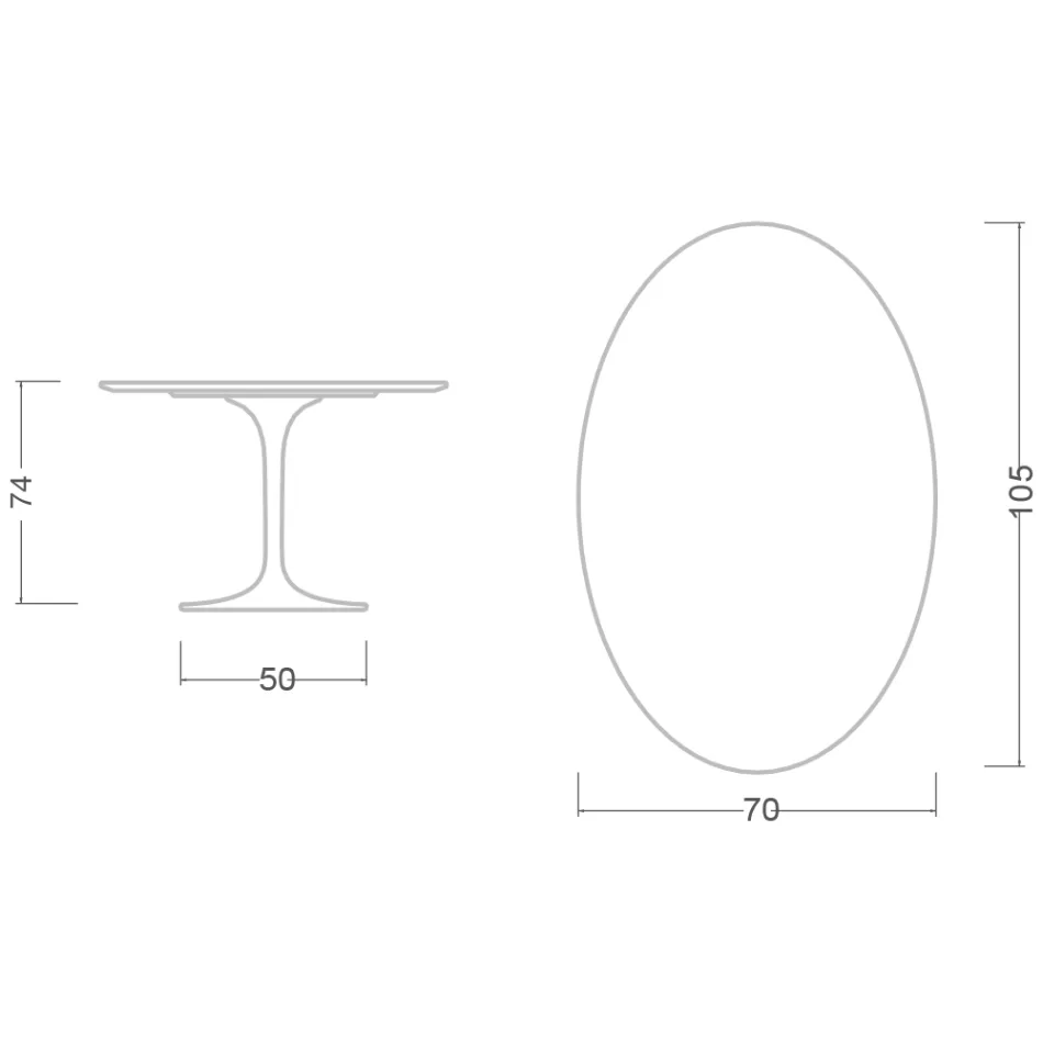 Eero Saarinen Tulip Table H 74 Oval i sort Marquinia-marmor fremstillet i Italien - Scarlet Viadurini