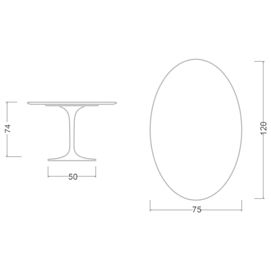 Eero Saarinen Tulip Table H 74 Oval i sort Marquinia-marmor fremstillet i Italien - Scarlet Viadurini