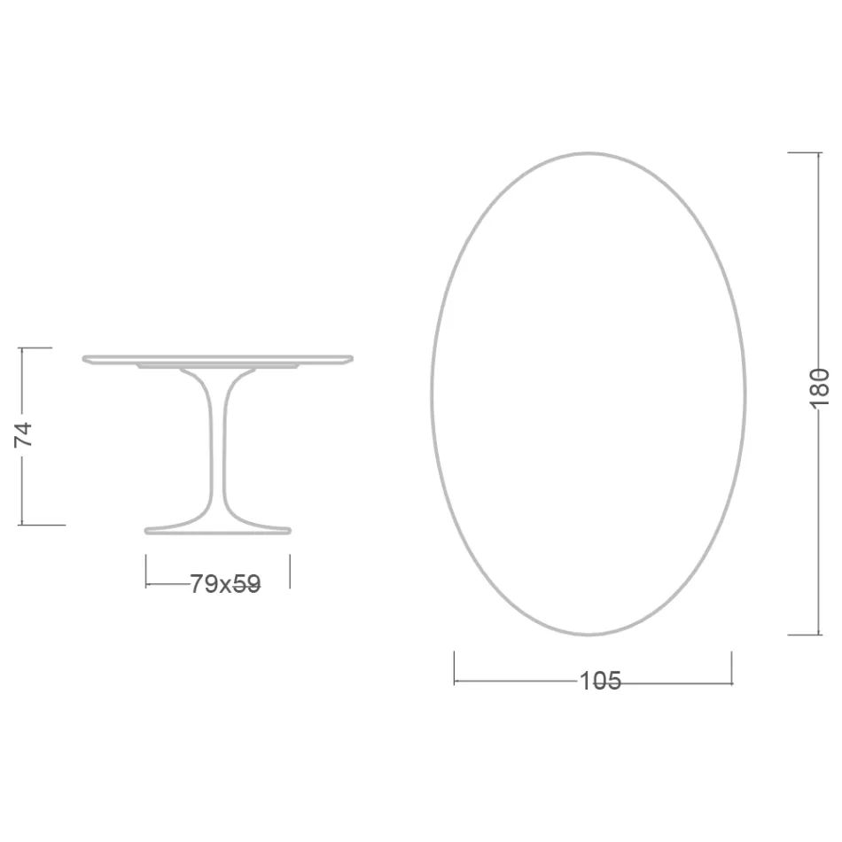 Eero Saarinen H 74 Oval Tulip Table i grøn Alpi-marmor fremstillet i Italien - Scarlet Viadurini