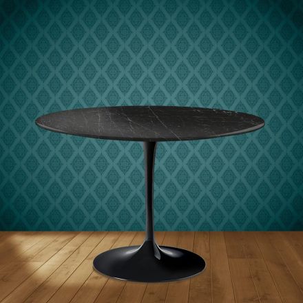 Eero Saarinen Tulipbord H 74 Rundt i Somnia Keramik Lavet i Italien - Skarlagenrød Viadurini