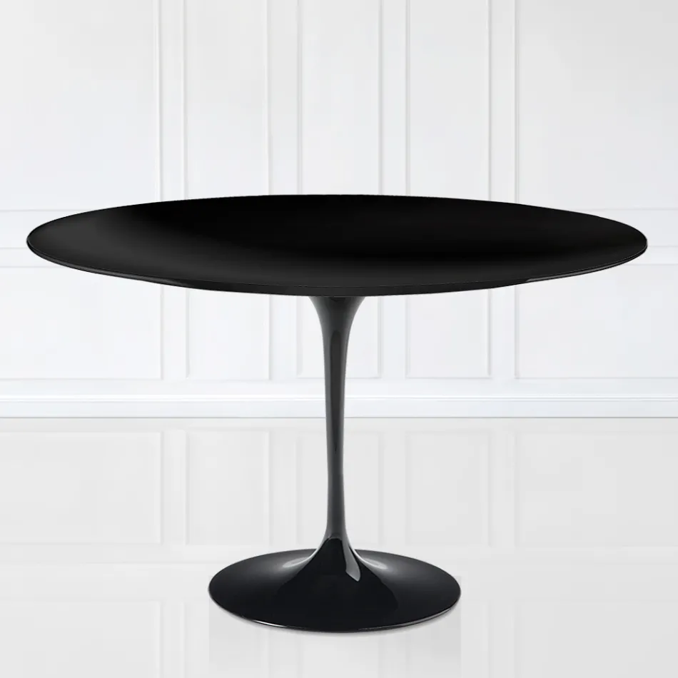 Tulip Table Eero Sarinen H 73 Oval i sort flydende laminat fremstillet i Italien - Scarlet Viadurini