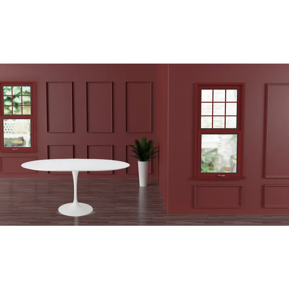 Tulip Table Saarinen H 73 Extendable i hvid flydende laminat fremstillet i Italien - Scarlet Viadurini