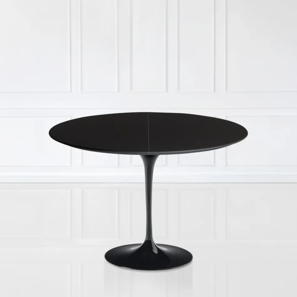 Tulip Table Saarinen H 73 Extendable i sort flydende laminat fremstillet i Italien - Scarlet Viadurini