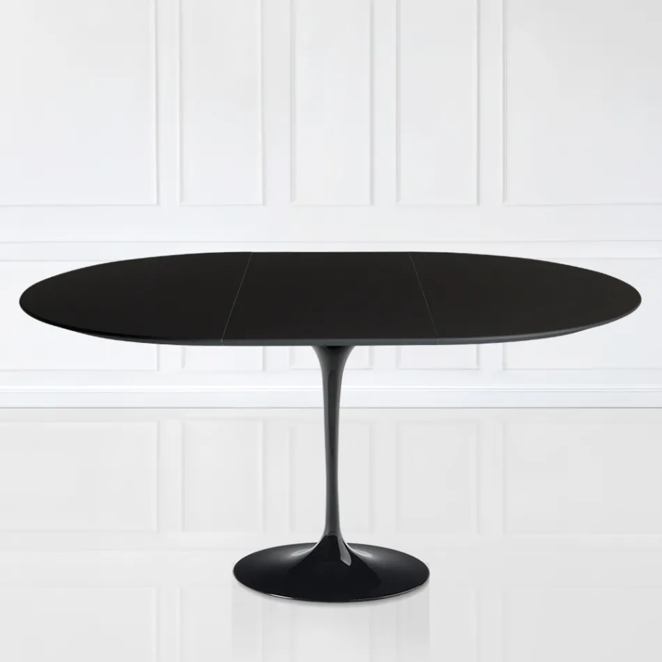 Tulip Table Saarinen H 73 Extendable i sort flydende laminat fremstillet i Italien - Scarlet Viadurini