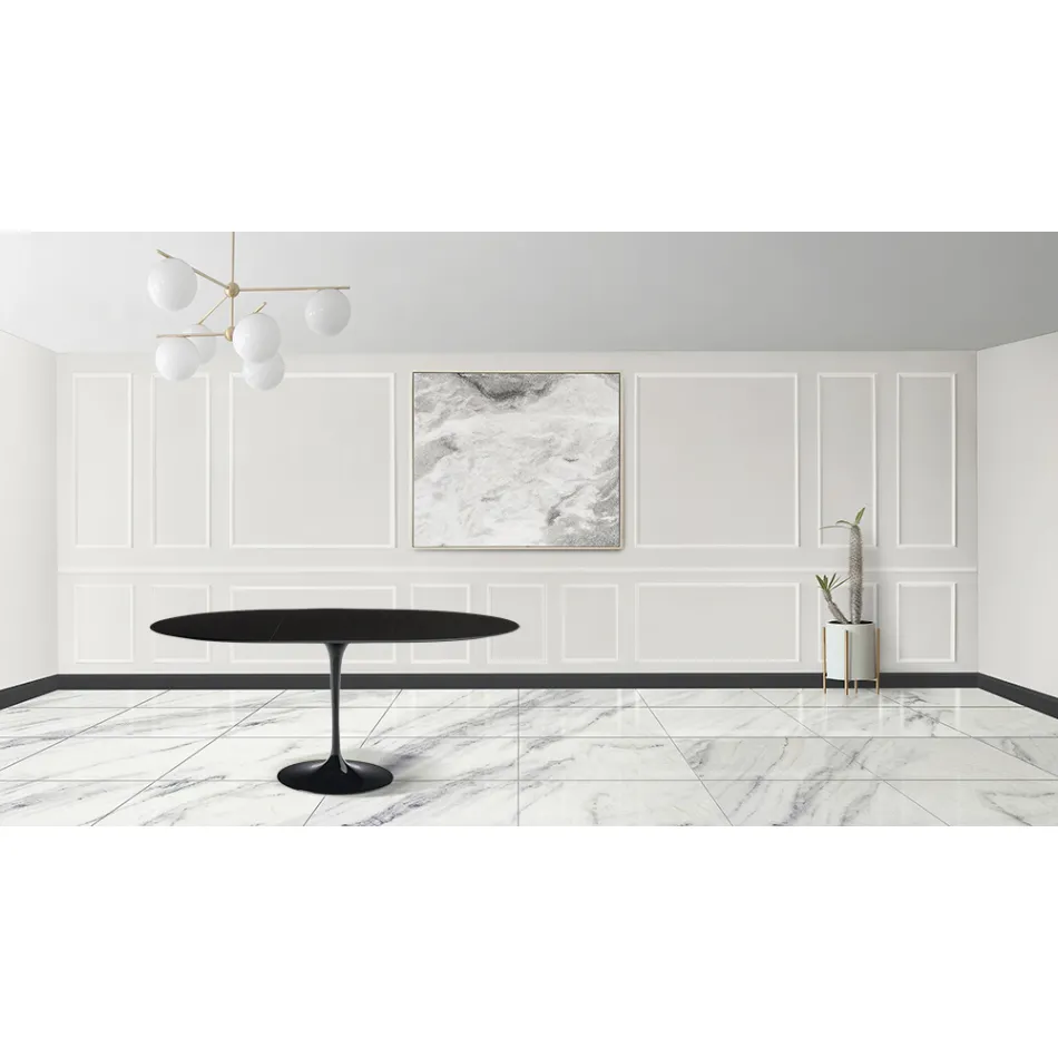 Tulip Table Saarinen H 73 Extendable i sort flydende laminat fremstillet i Italien - Scarlet Viadurini