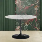 Tulipanbord Saarinen H 73 med rund plade i Arabescato-marmor Made in Italy Viadurini