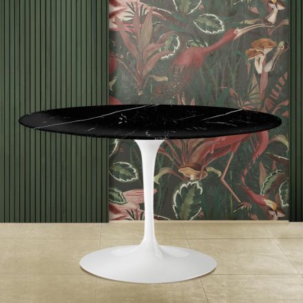 Tulip Table Saarinen H 73 med rund top i sort Marquinia-marmor lavet i Italien - Scarlet Viadurini