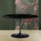 Saarinen Tulip Table H 73 med rund top i sort Marquinia-marmor lavet i Italien - Scarlet Viadurini