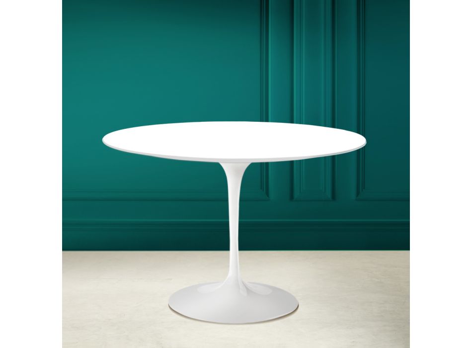 Tulip Saarinen H 73 rundt bord i absolut hvid keramik Made in Italy - Scarlet Viadurini
