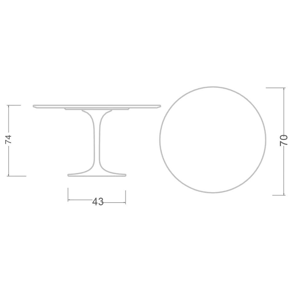 Tulipanbord Saarinen H 73 rund i keramik Calacatta Michelangelo - Scarlet Viadurini
