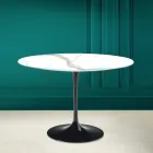 Tulipanbord Saarinen H 73 rund i keramik Calacatta Michelangelo Viadurini