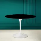 Tulip Table Saarinen H 73 Round i absolut sort keramik fremstillet i Italien - Scarlet Viadurini