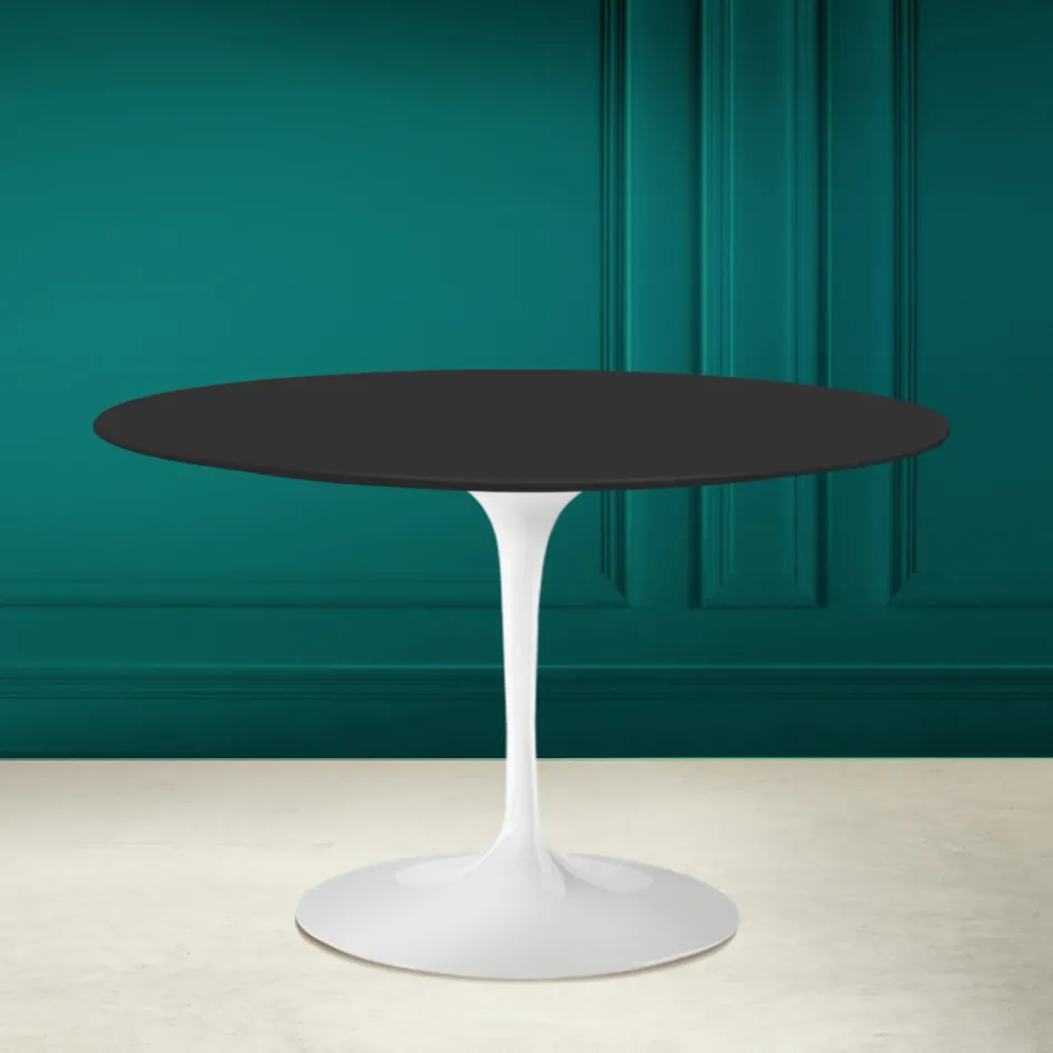 Tulipanbord Saarinen H 73 Rundt i sort keramik Soft Made in Italy - Scarlet Viadurini