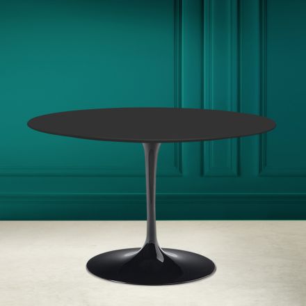 Tulipanbord Saarinen H 73 Rundt i sort keramik Soft Made in Italy - Scarlet Viadurini