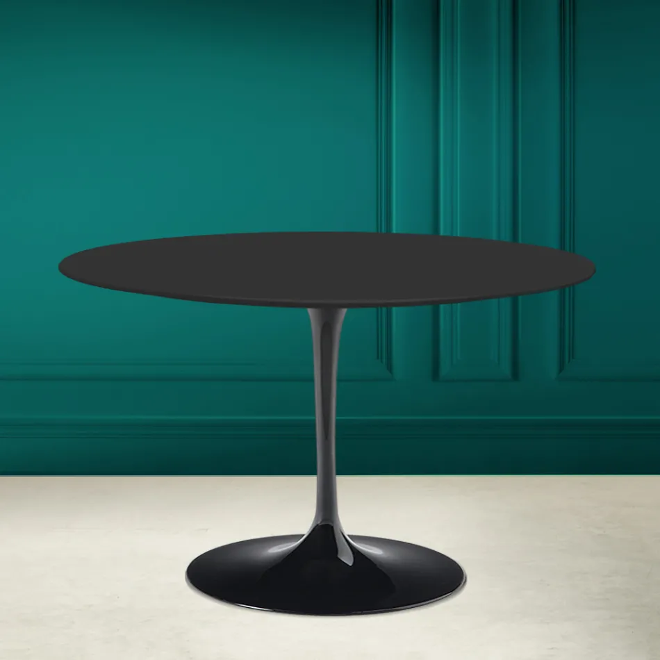 Tulipanbord Saarinen H 73 Rundt i sort keramik Soft Made in Italy - Scarlet Viadurini