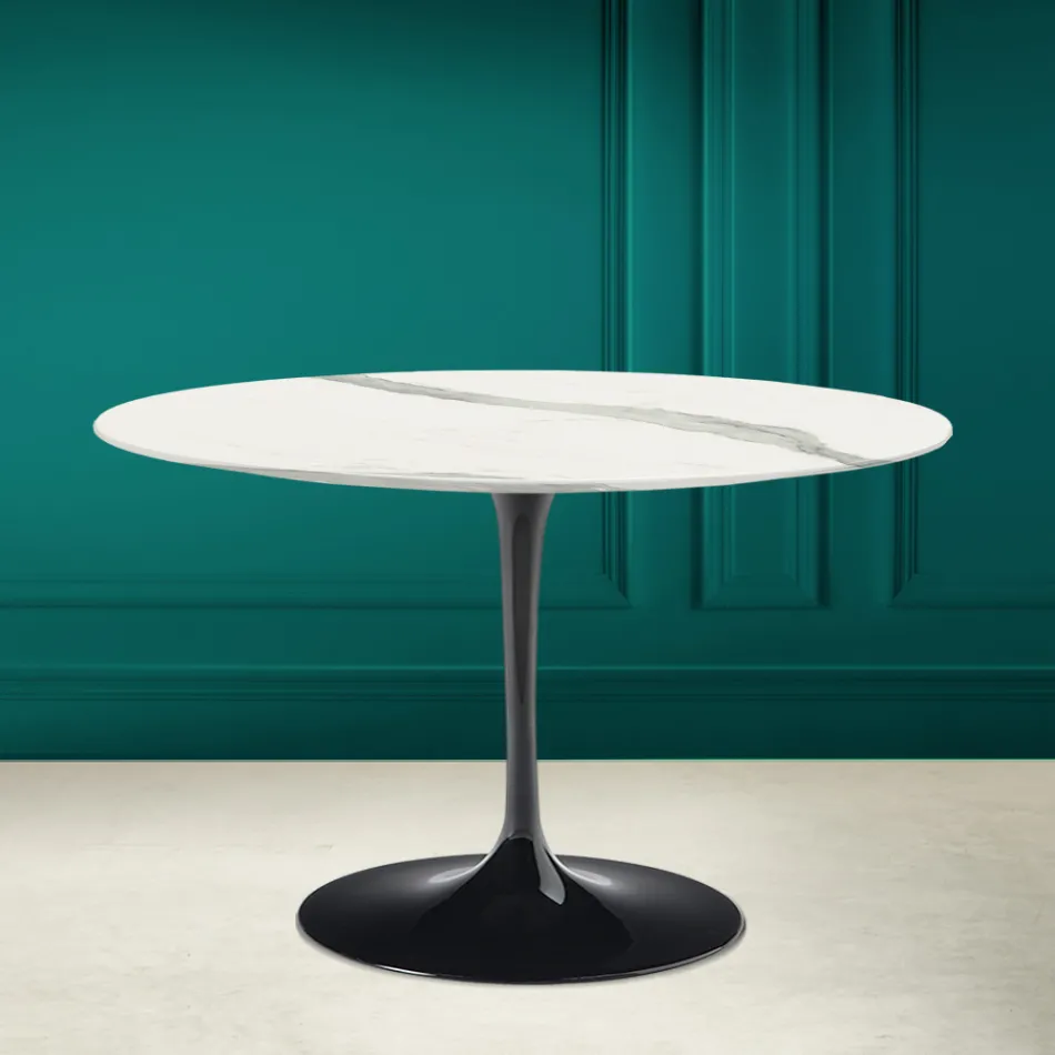 Tulipanbord Saarinen H 73 Round i statuarisk keramik med fuld åre lavet i Italien - Scarlet Viadurini