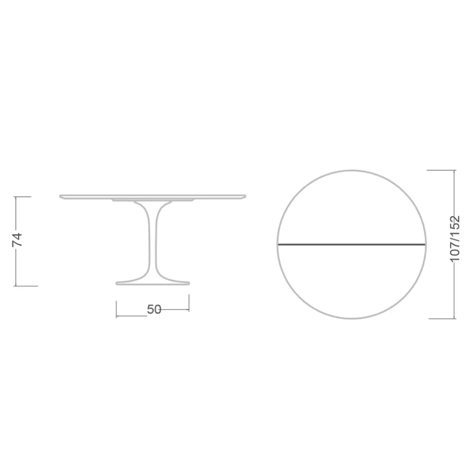 Tulip Table Saarinen H 74 Extendable i hvid flydende laminat fremstillet i Italien - Scarlet Viadurini