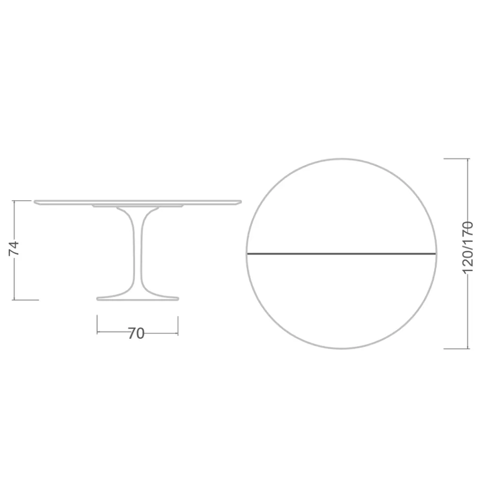 Saarinen Tulip Table H 74 Extendable i sort flydende laminat fremstillet i Italien - Scarlet Viadurini