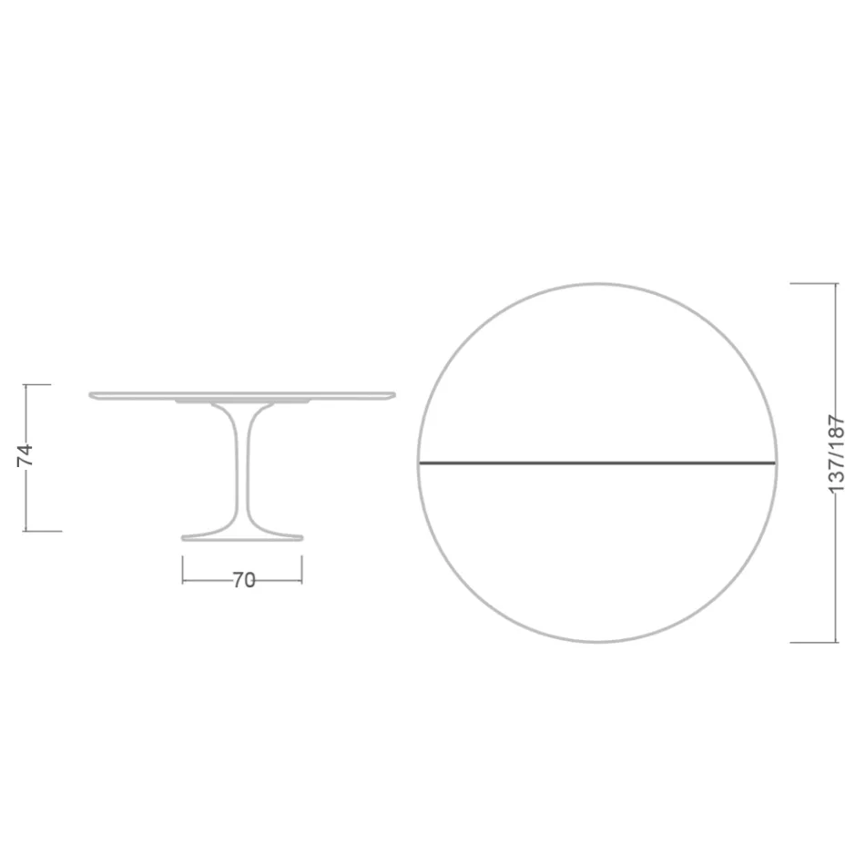 Saarinen Tulip Table H 74 Extendable i sort flydende laminat fremstillet i Italien - Scarlet Viadurini
