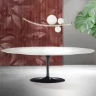 Saarinen Tulip-bord H 74 cm, udtrækkeligt i hvid Florim-keramik - skarlagenrød Viadurini