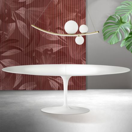 Saarinen Tulip-bord H 74 cm, udtrækkeligt i hvid Florim-keramik - skarlagenrød Viadurini